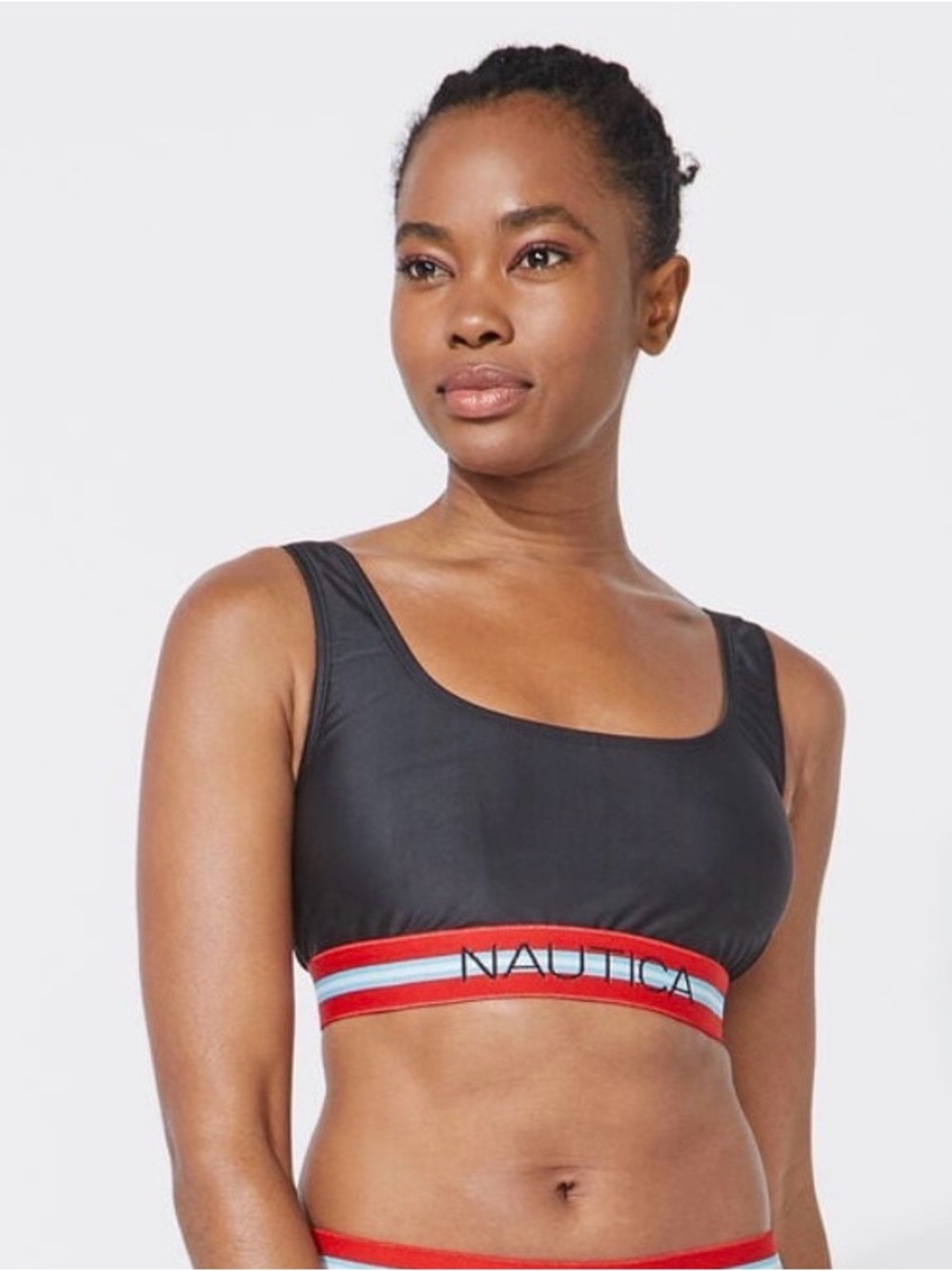 Nautica Black Scoop Bikini Top with Red Trim/ M / NWT $58